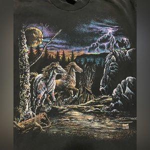Vintage 1993 Gardner Standout Lightning Horse Nature/wildlife Tshirt Size XL